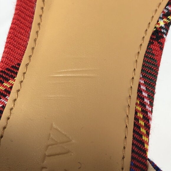 J Crew Shoes Womens 7.5 Red Tartan Dorsay Flats Mini Bow Slip Ons Pointed Toe - Picture 9 of 10